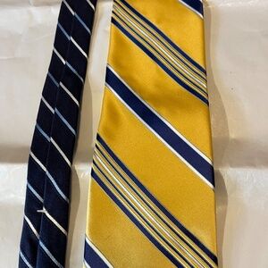 Tommy Hilfiger 100% Silk Tie- Golden Yellow/Navy Blue & White